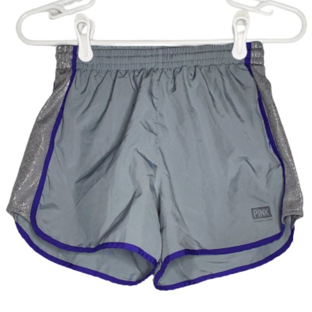Victoria's Secret PINK Parachute Fully Lined Track Short Gray Silver and Purple